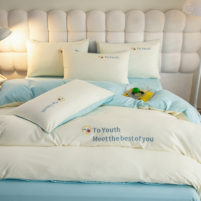 91家纺网 家纺一手货源 找家纺 梦恬佳 2024新款水洗磨毛四件套 米黄