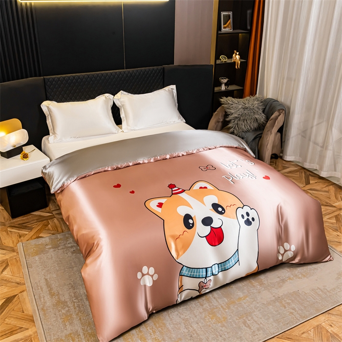 91家纺网 家纺一手货源 找家纺 2025年新款大版冰丝被套 可爱汪-大版冰丝被套