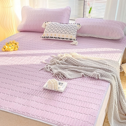 91家纺网 家纺一手货源 找家纺 寐居家纺 2024新款A类凉感丝纯色天然乳胶凉席 浅紫色