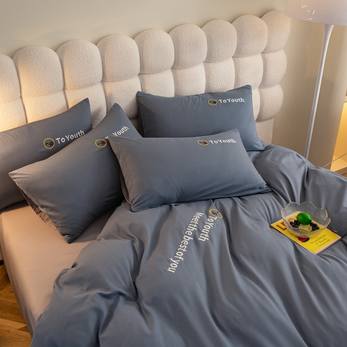 91家纺网 家纺一手货源 找家纺 梦恬佳 2024新款水洗磨毛四件套 钻石蓝