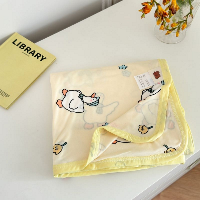 91家纺网 家纺一手货源 找家纺 星期八 2024新款舒适亲肤婴儿裸睡级卡通印花凉感毯 小鸭子