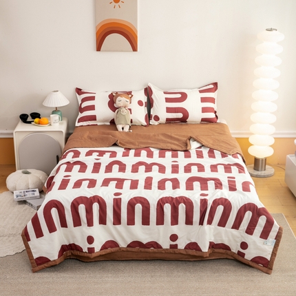 乐居坊 2024新款亲肤舒适印花芦荟棉夏凉被四件套 潮流-可可