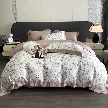 91家纺网 家纺一手货源 找家纺 （总）花时间 2024春夏新‬品60S兰精天丝印花四件套