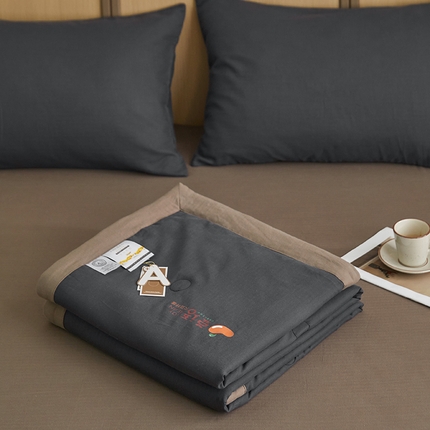 梦享生活家居 2024新款A类双层纱全棉提花大豆夏被 高级灰