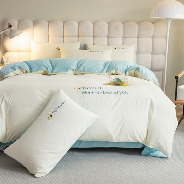 91家纺网 家纺一手货源 找家纺 梦恬佳 2024新款水洗磨毛四件套 米黄