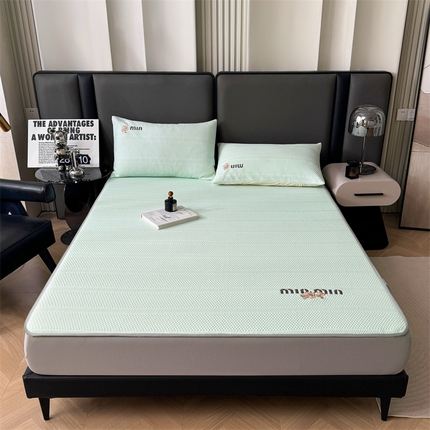 恒爱家纺 2024新款A类精致刺绣凉豆豆床笠款凉席 MINMIN-薄荷绿