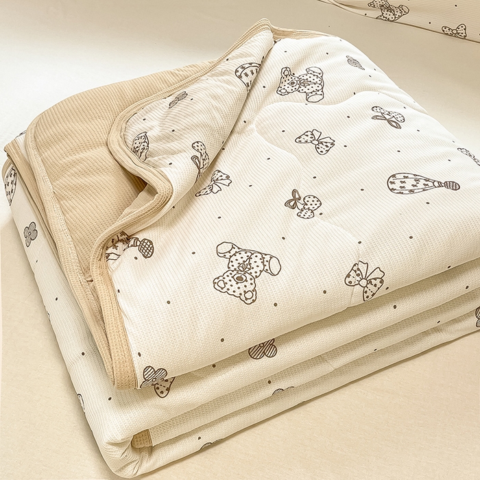 91家纺网 家纺一手货源 找家纺 美梦里 2024新款A类针织华夫格夏被夏凉被空调被子 四叶草