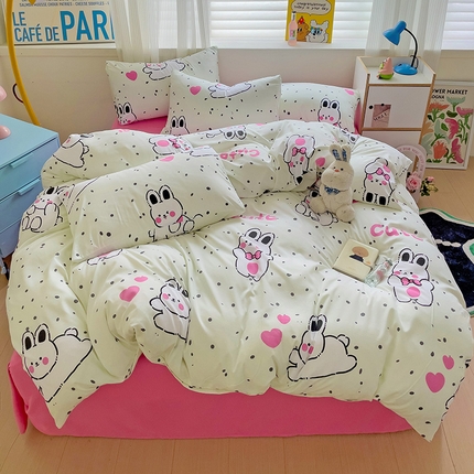 91家纺网 家纺一手货源 找家纺 （总）慕晨 【买家秀+V】2024新款小清新超柔高克重水洗云朵棉皱皱泡泡棉床上用品四件套学生宿舍三件套被套