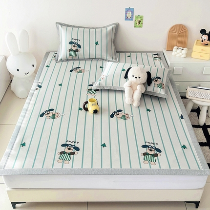 91家纺网 家纺一手货源 找家纺 寐居 2024新款时尚印花牛奶丝凉席 嗨狗