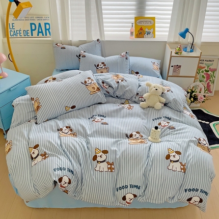 91家纺网 家纺一手货源 找家纺 （总）慕晨 【买家秀+V】2024新款小清新超柔高克重水洗云朵棉皱皱泡泡棉床上用品四件套学生宿舍三件套被套