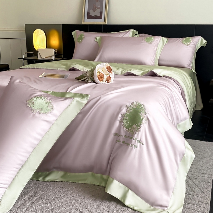 91家纺网 家纺一手货源 找家纺 爱缦 2024新款60支奥地利兰精四件套--洛丽塔系列 乌梅子酱