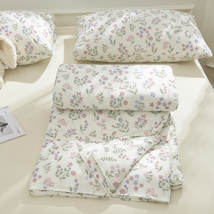 91家纺网 家纺一手货源 找家纺 圣楚家纺  2024新款A类针织棉印花夏被夏凉被空调被 春色幽香