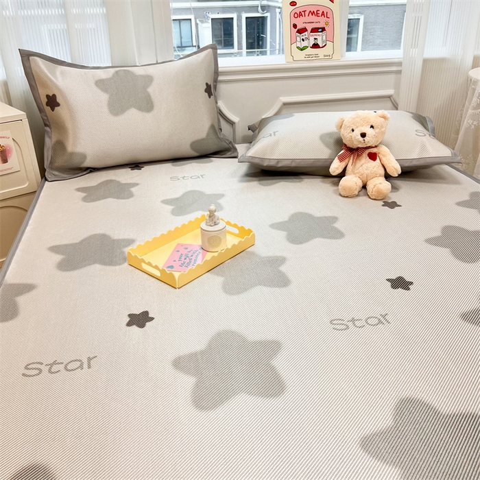 91家纺网 家纺一手货源 找家纺 慕尚 2025新款800D冰藤凉席 星星-床笠款