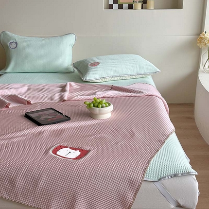 91家纺网 家纺一手货源 找家纺 （总）柚子YOUTH 2024新款双面华夫格盖毯空调毯