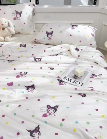 91家纺网 家纺一手货源 找家纺 圣楚家纺  2024新款A类针织棉印花夏被夏凉被空调被 快乐天使