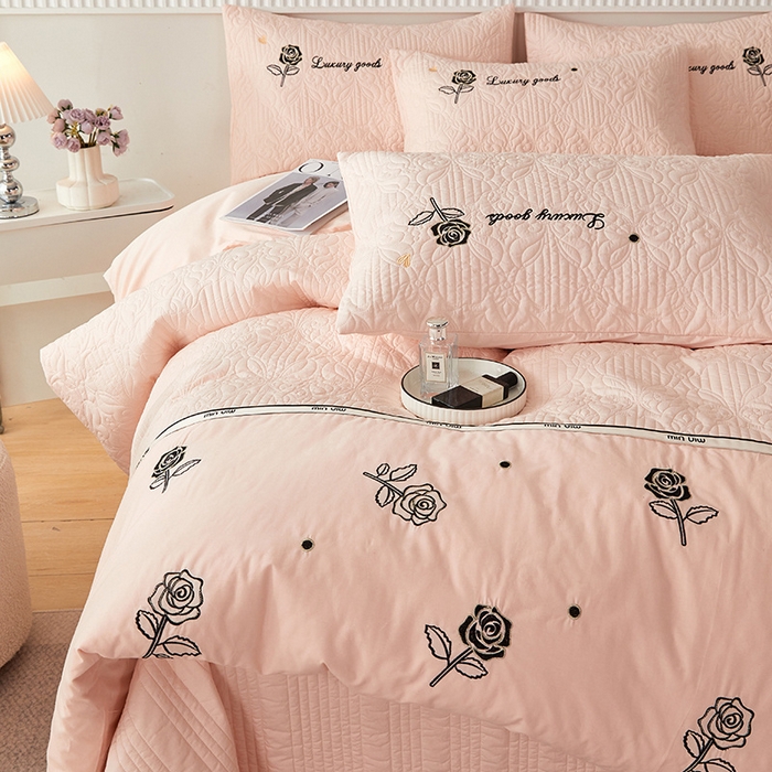 91家纺网 家纺一手货源 找家纺 （总）OL家纺 2024新款水洗全棉被套刺绣床盖夹棉三件套四件套