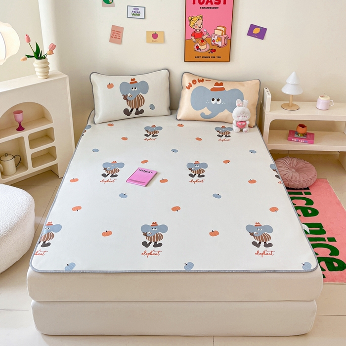 91家纺网 家纺一手货源 找家纺 寐居家纺 2024新款A类时尚印花凉感冰丝凉席 象小贝