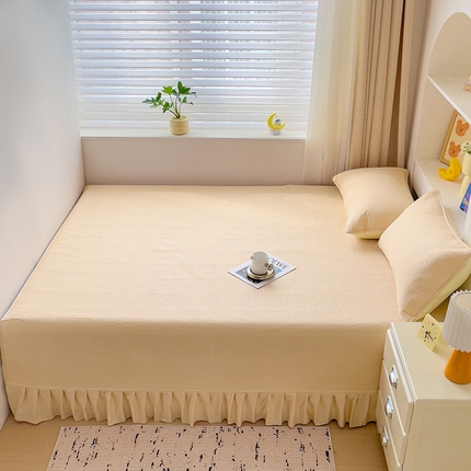 羽爱2024新款A类全棉纯色榻榻米床盖 米驼