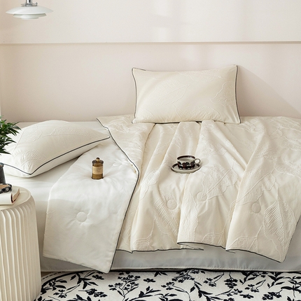 倾慕2024新款浮雕提花夏被 蒲叶-米白