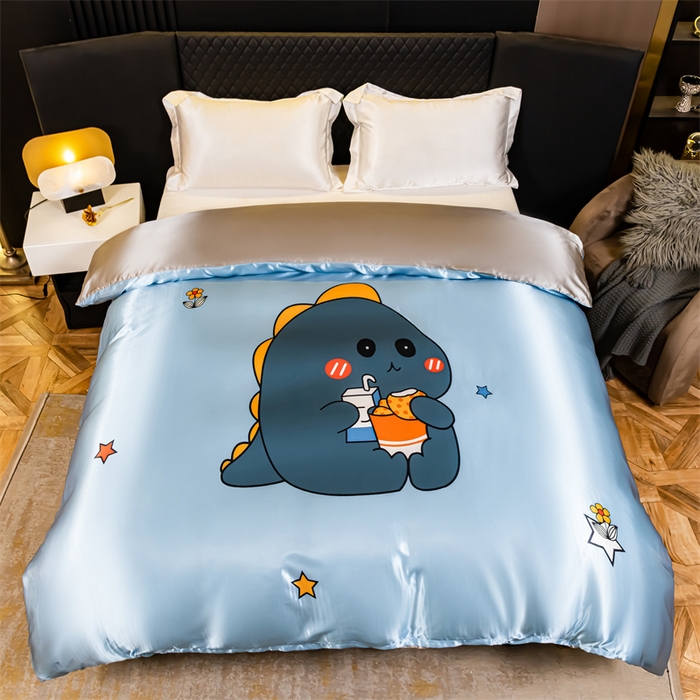 91家纺网 家纺一手货源 找家纺 2025年新款大版冰丝被套 小恐龙-大版冰丝被套