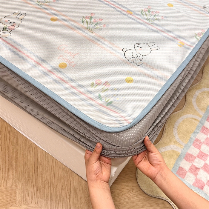 91家纺网 家纺一手货源 找家纺 慕尚 2025新款800D冰藤凉席 小白兔-床笠款