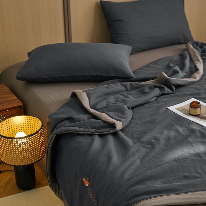 91家纺网 家纺一手货源 找家纺 （总）梦享生活家居 2024新款A类双层纱全棉提花大豆夏被