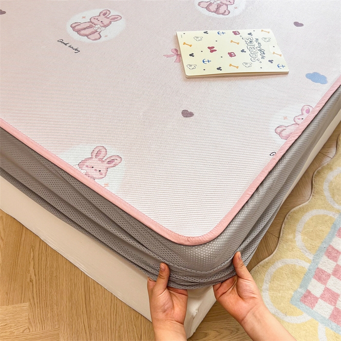 91家纺网 家纺一手货源 找家纺 慕尚 2025新款800D冰藤凉席 兔小姐-床笠款