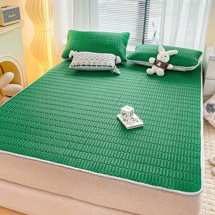 寐居家纺 2024新款A类凉感丝纯色天然乳胶凉席 孔雀绿