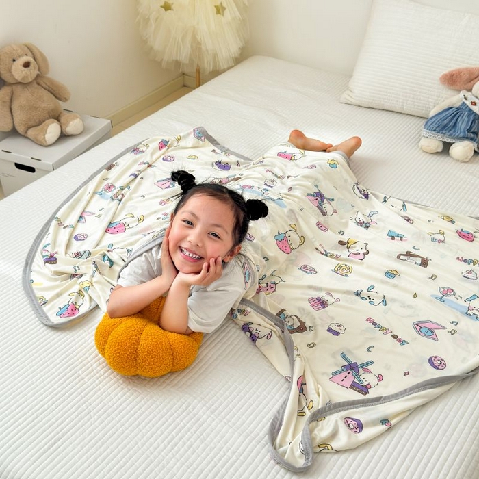 91家纺网 家纺一手货源 找家纺 星期八 2024新款舒适亲肤婴儿裸睡级卡通印花凉感毯 音乐派对