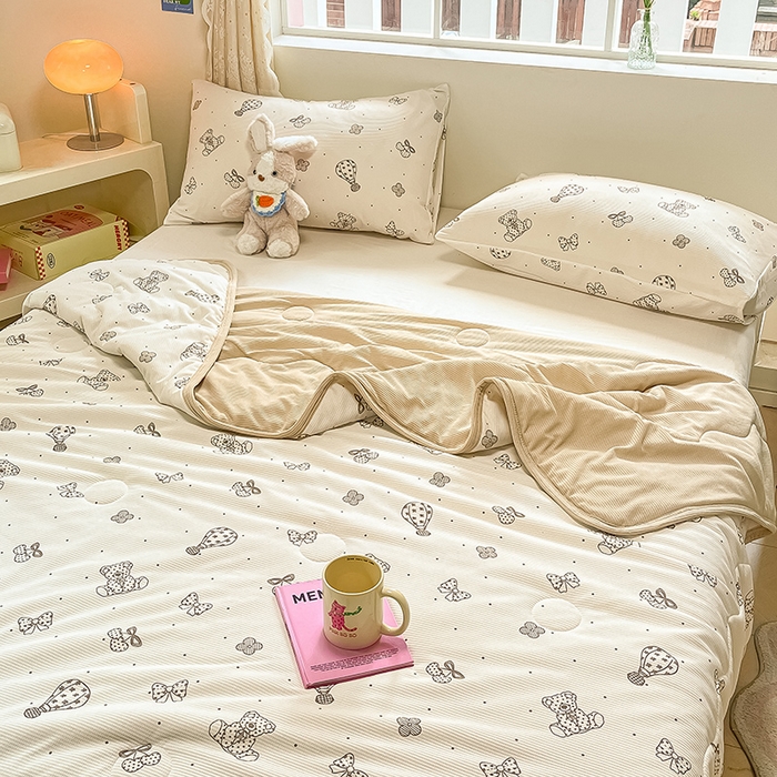 91家纺网 家纺一手货源 找家纺 美梦里 2024新款A类针织华夫格夏被夏凉被空调被子 四叶草