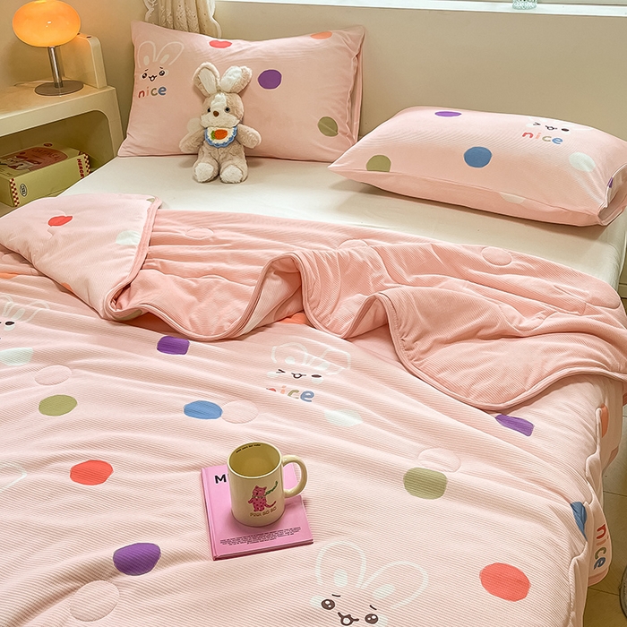 91家纺网 家纺一手货源 找家纺 美梦里 2024新款A类针织华夫格夏被夏凉被空调被子 萌萌兔