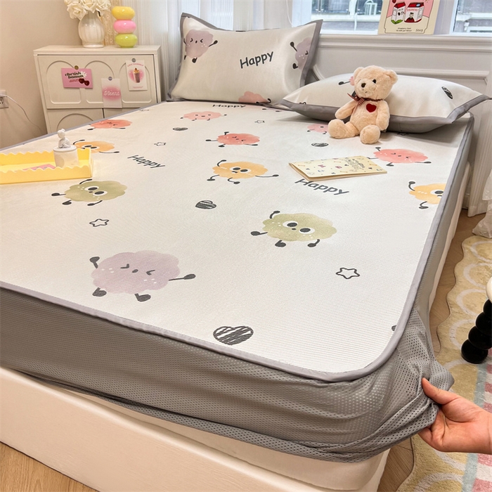 91家纺网 家纺一手货源 找家纺 慕尚 2025新款800D冰藤凉席 小公仔-床笠款