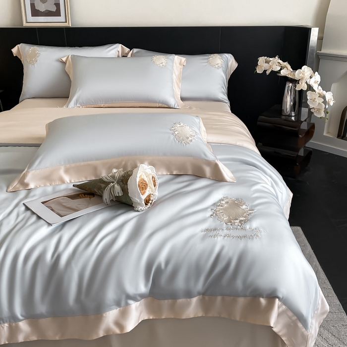 91家纺网 家纺一手货源 找家纺 爱缦 2024新款60支奥地利兰精四件套--洛丽塔系列 绵绵海盐