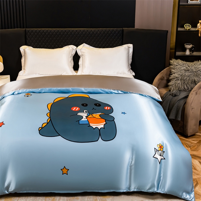 91家纺网 家纺一手货源 找家纺 2025年新款大版冰丝被套 小恐龙-大版冰丝被套