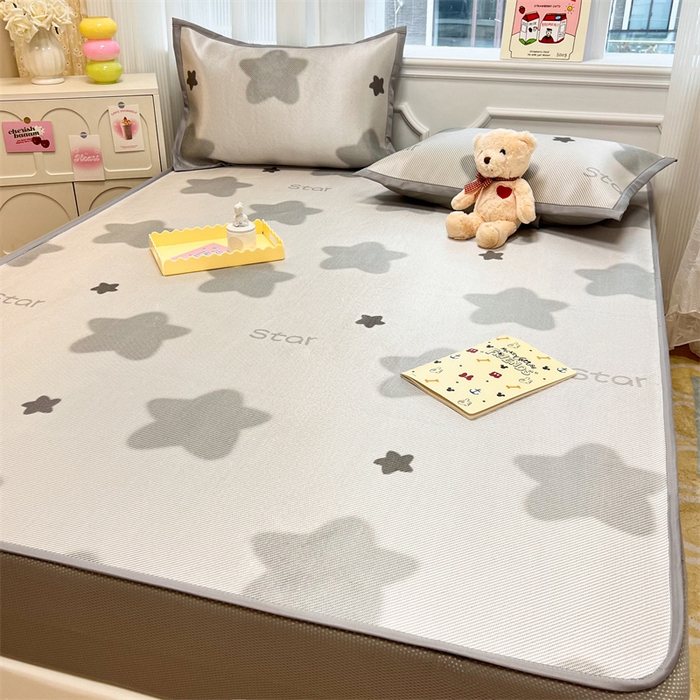 91家纺网 家纺一手货源 找家纺 慕尚 2025新款800D冰藤凉席 星星-床笠款