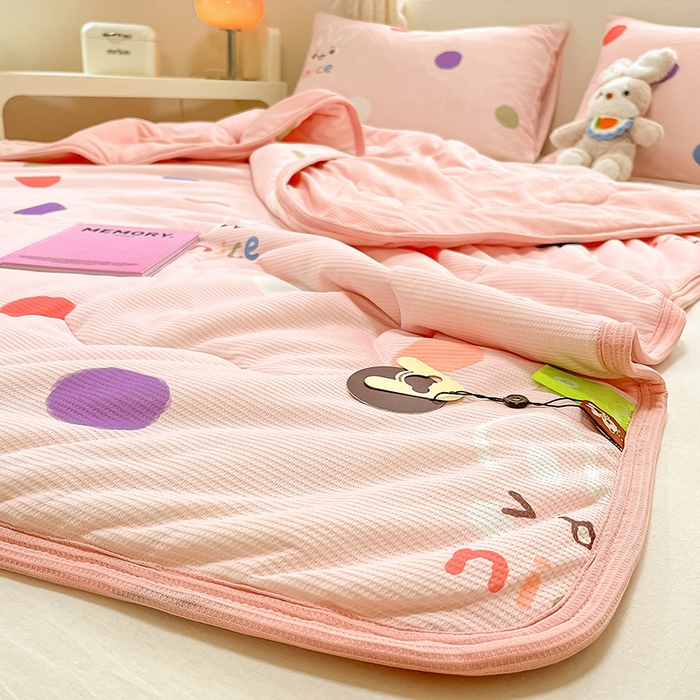 91家纺网 家纺一手货源 找家纺 美梦里 2024新款A类针织华夫格夏被夏凉被空调被子 萌萌兔