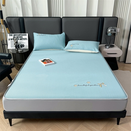 91家纺网 家纺一手货源 找家纺 （总）恒爱家纺 2024新款A类精致刺绣凉豆豆床笠款凉席