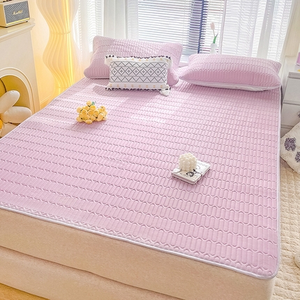 寐居家纺 2024新款A类凉感丝纯色天然乳胶凉席 浅紫色