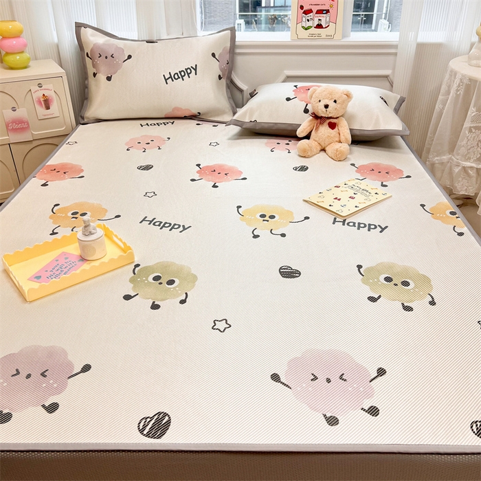 91家纺网 家纺一手货源 找家纺 慕尚 2025新款800D冰藤凉席 小公仔-床笠款