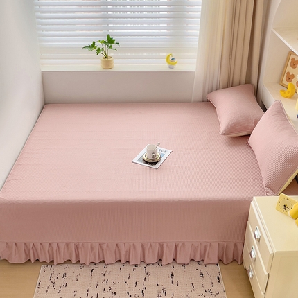 羽爱2024新款A类全棉纯色榻榻米床盖 豆沙