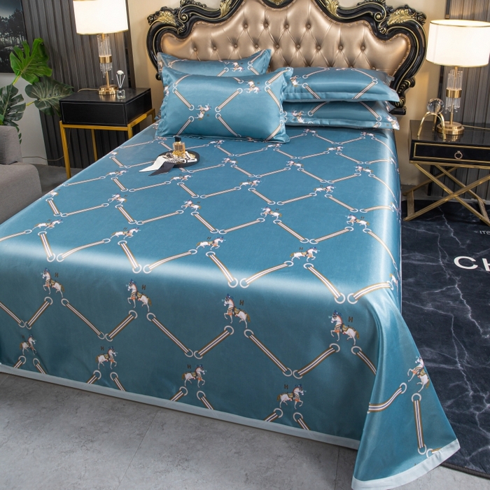 91家纺网 家纺一手货源 找家纺 席之家 2024新款冰丝印花凉席三件套 欧式马兰