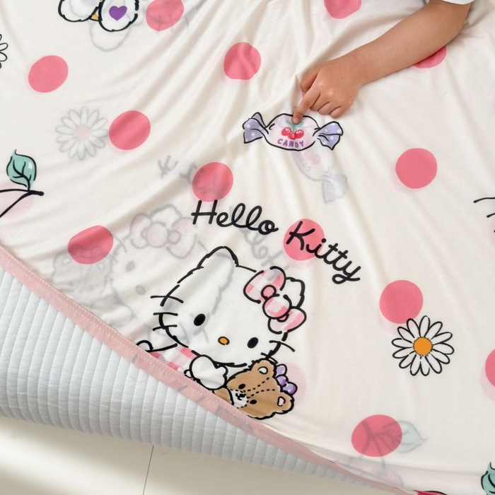 91家纺网 家纺一手货源 找家纺 星期八 2024新款舒适亲肤三丽鸥婴儿裸睡级凉感毯 波点kitty