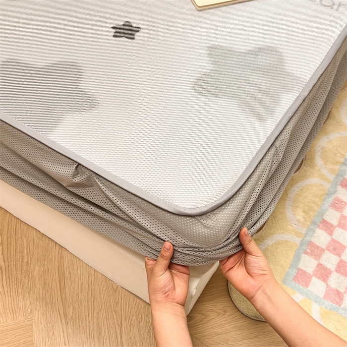 91家纺网 家纺一手货源 找家纺 慕尚 2025新款800D冰藤凉席 星星-床笠款