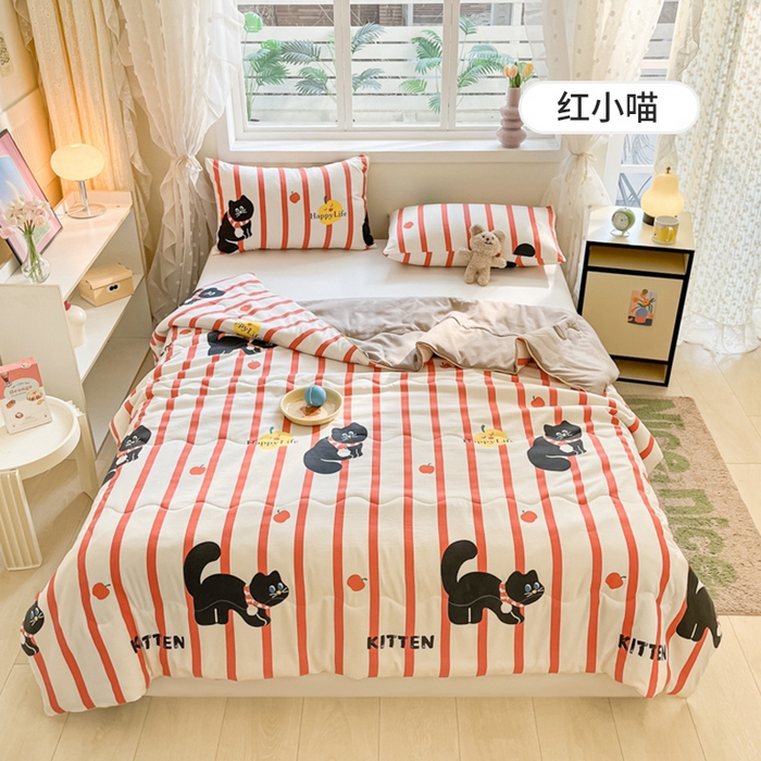 91家纺网 家纺一手货源 找家纺 美派 2024新款A类水洗邹邹纱空调被夏凉被夏被 红小喵