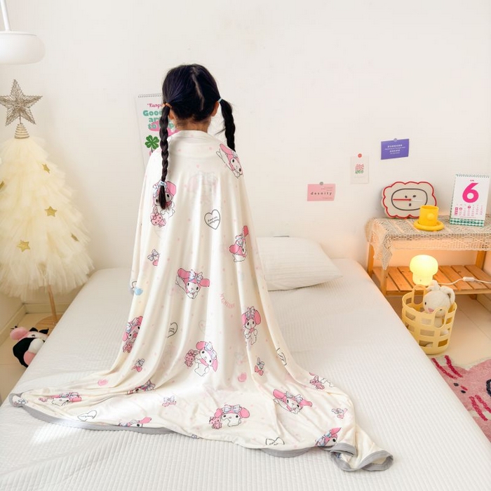 91家纺网 家纺一手货源 找家纺 星期八 2024新款舒适亲肤三丽鸥婴儿裸睡级凉感毯 波点美乐蒂