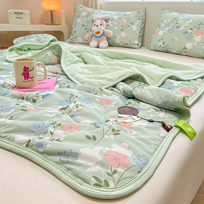 91家纺网 家纺一手货源 找家纺 美梦里 2024新款A类针织华夫格夏被夏凉被空调被子 清风