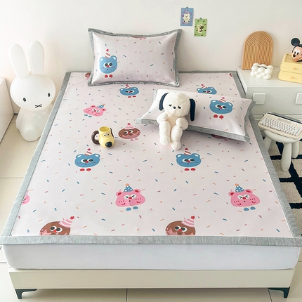 91家纺网 家纺一手货源 找家纺 寐居 2024新款时尚印花牛奶丝凉席 派对