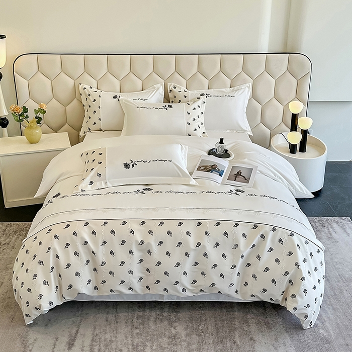 91家纺网 家纺一手货源 找家纺 梦舒羽 2025新款 莱赛尔天丝四件套-玫瑰之约 玫瑰之约-奶白