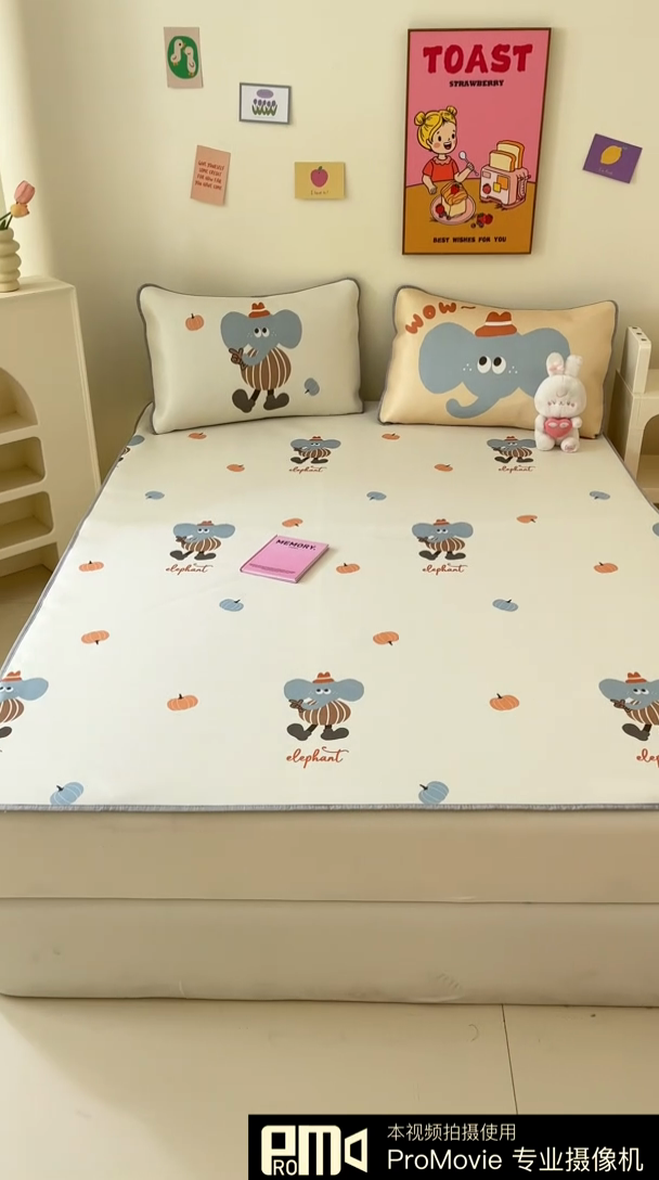 91家纺网 家纺一手货源 找家纺 寐居家纺 2024新款A类时尚印花凉感冰丝凉席 象小贝