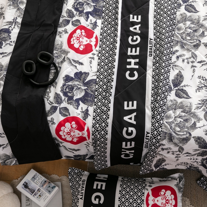 91家纺网 家纺一手货源 找家纺 乐居坊 2024新款亲肤舒适印花芦荟棉夏凉被四件套 霸王茶姬